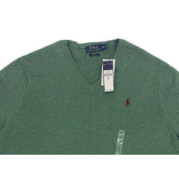 Men's Polo Ralph Lauren V-Neck Sweater Green Heather XL 100% Pima Cotton NWT - Picture 4 of 10